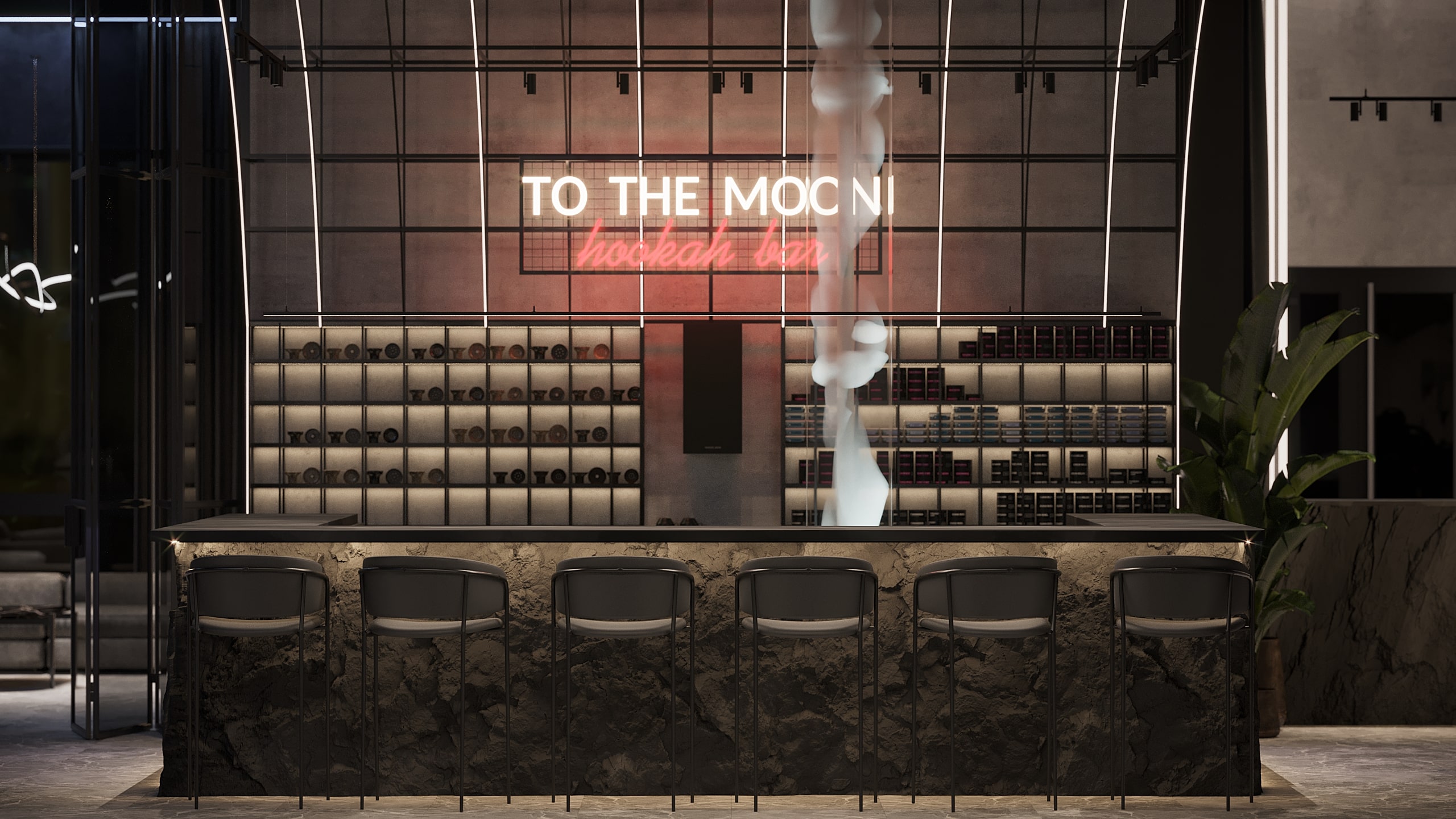 Кальянная To the moon - Дизайн студия OMG!